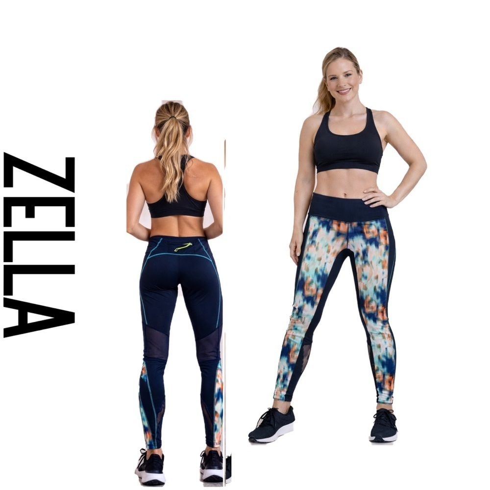 Zella xs leggings Navy back/colorful front